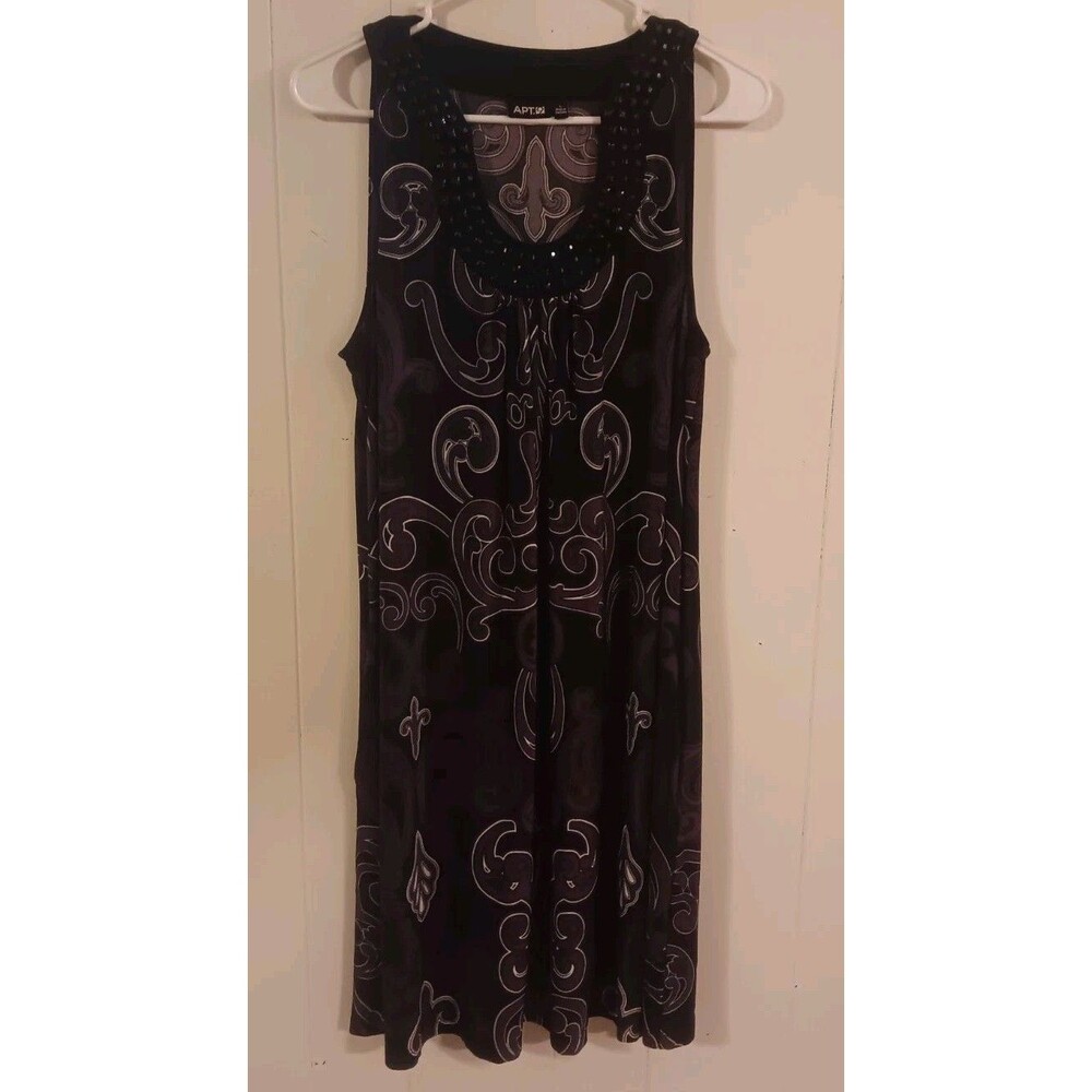 APT 9 Dress Women's Size L Purple Black Sleeveless Scoop Neck Embellished Y2K